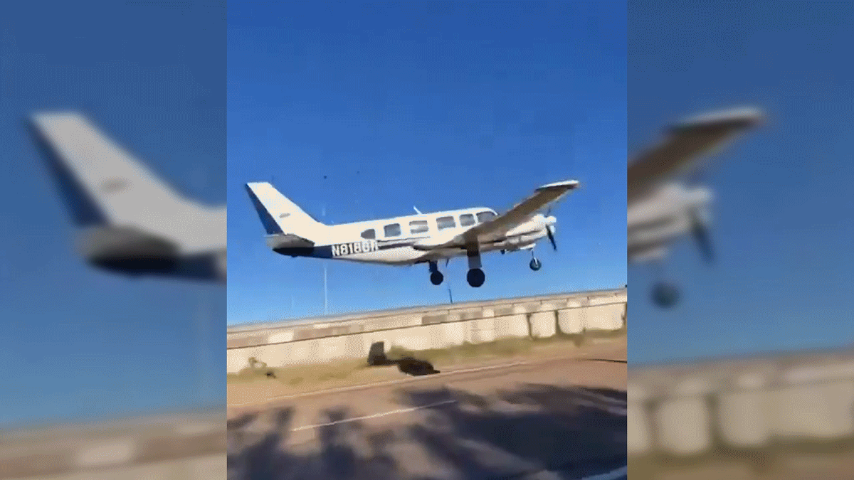 Small Plane Splits In Half After Crashing Into 3 Cars At Intersection