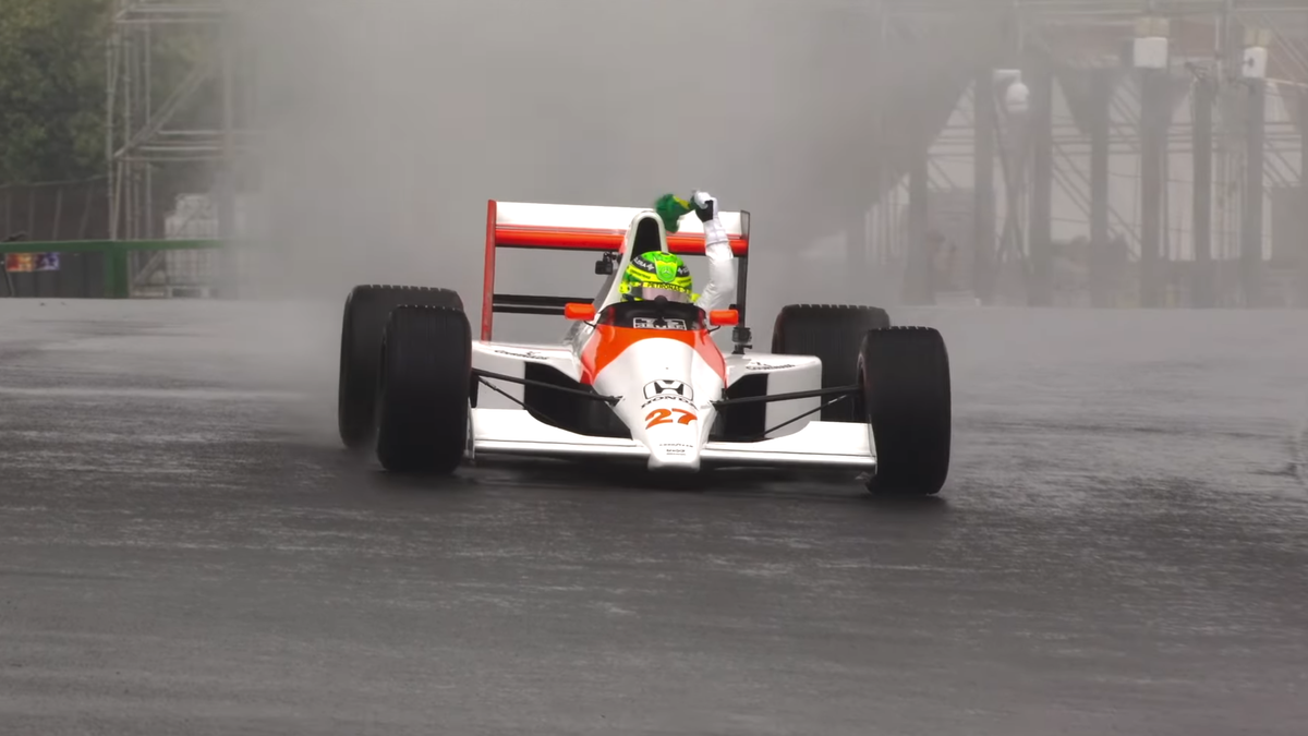 You’re Lewis Hamilton Driving Ayrton Senna’s McLaren In The Rain