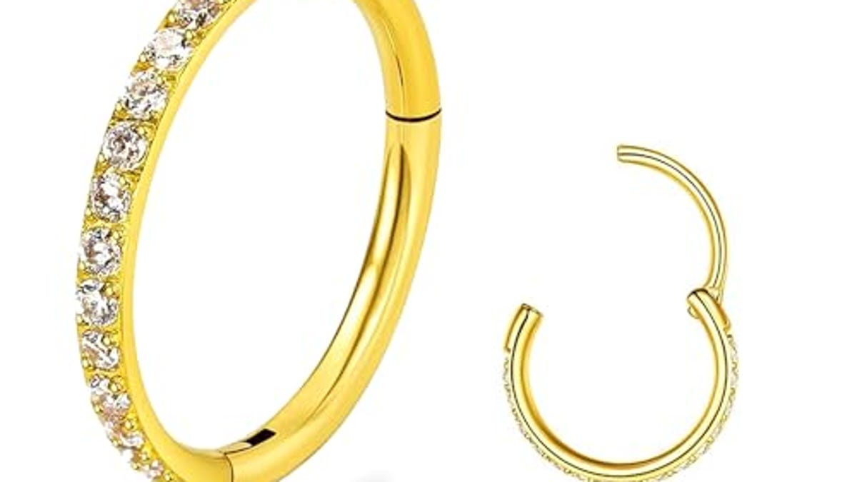 SmileBelle 14K Gold Hinged Nose Rings Hoop for Women 20G, Now 10% Off
