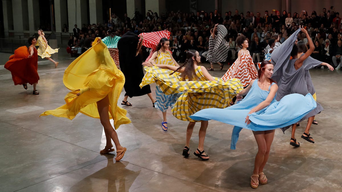Issey Miyake presents collection at Paris Fashion Week