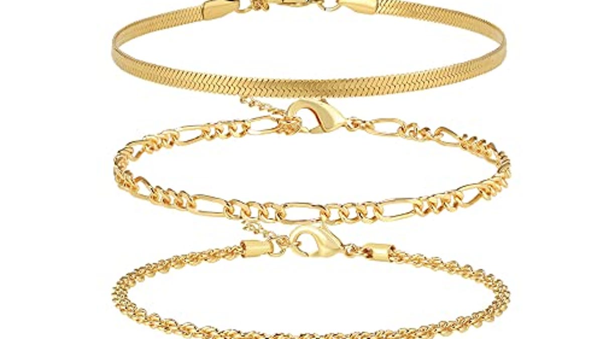 AOZEL Ankle Bracelets for Women 14K Real Gold Plated Anklets for Women Girls Waterproof Gold Link Chain Anklet Bracelet Jewelry Non Tarnish, Now 33% Off