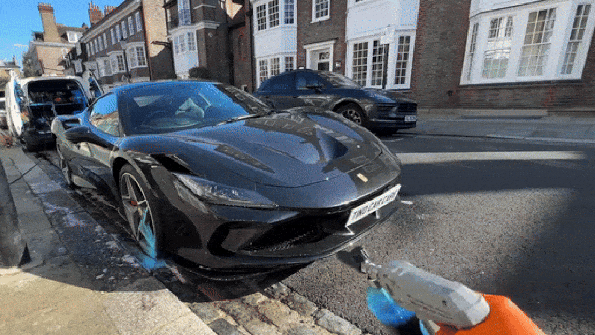 This White Van Man Keeps London’s Street-Parked Supercars Clean