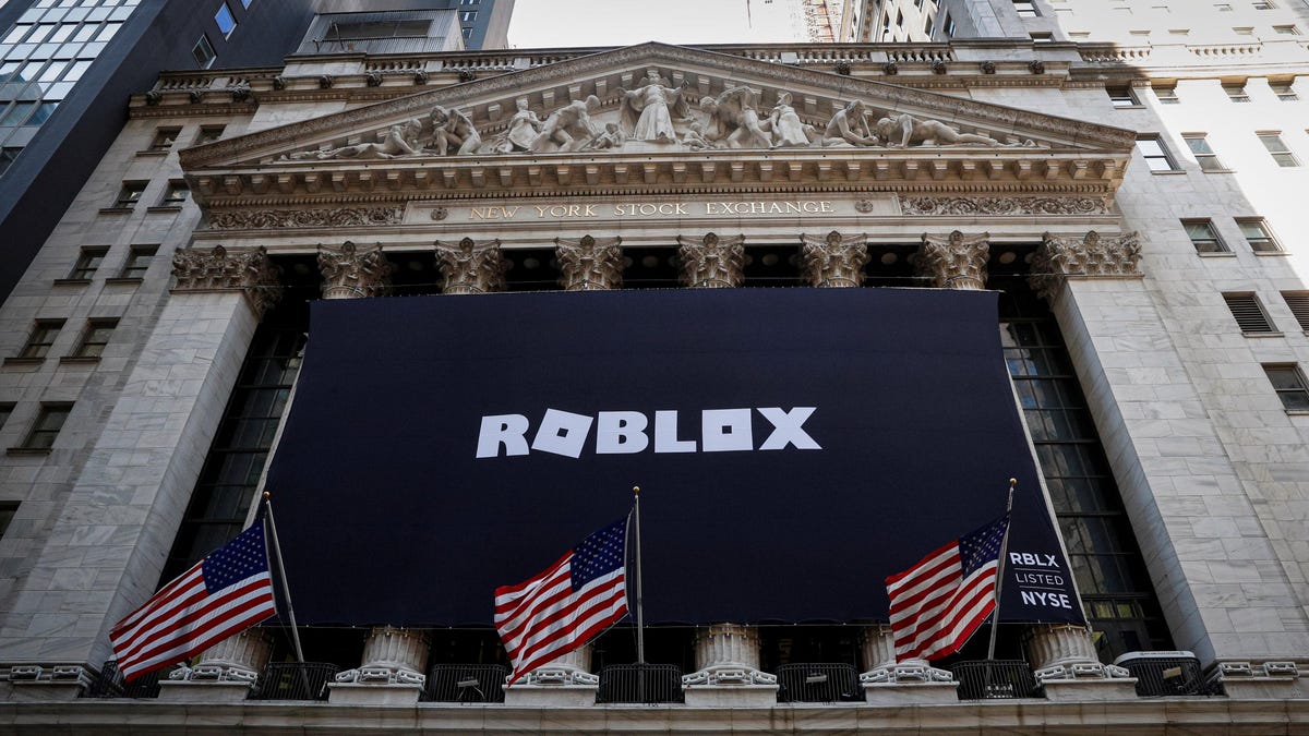 Roblox Sign Logo at Headquarters. Roblox is an Online Gaming