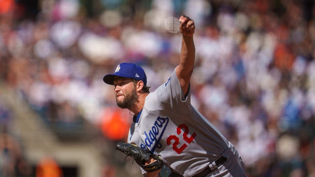 LOS ANGELES, CA - APRIL 14: Dodgers pitcher Clayton Kershaw with