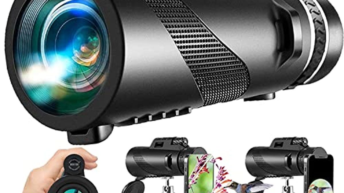 80X100 Monoculars for Adults High Power Monocular Telescope for Smartphone Wildlife Bird Watching Hunting Camping Travel Scenery with Smartphone Holder & Tripod, Now 95.05% Off