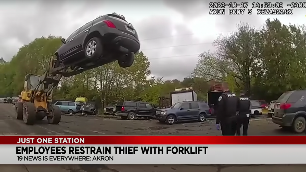 Attempted Thief Forklifted 20 Feet In The Air Until Police Showed Up To Arrest Him