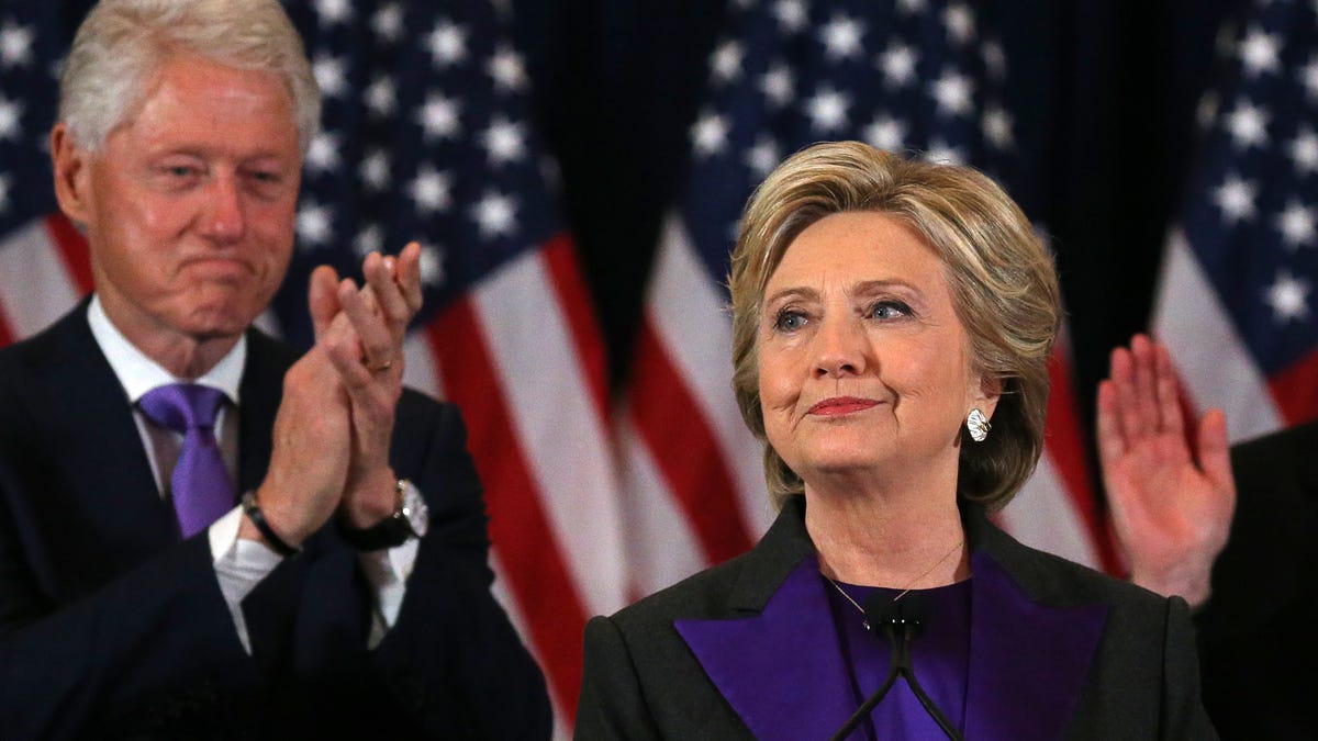 Why did Hillary and Bill Clinton wear purple during her concession speech?