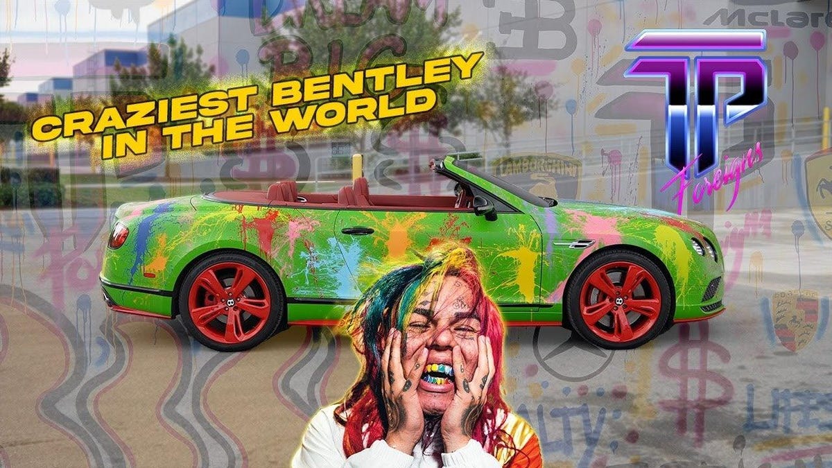 Rapper 6ix9ine’s Horribly Wrapped Lamborghini Urus And Bentley Continental GT Speed Are Up For Auction