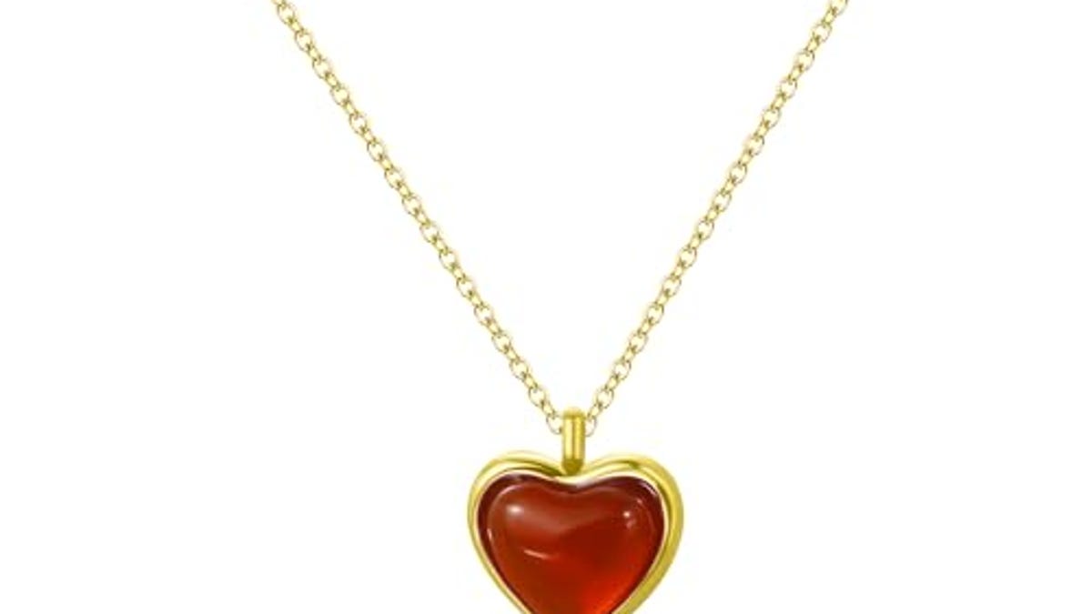 SmileBelle Heart Necklace Carnelian Necklace for Girls, Now 33% Off