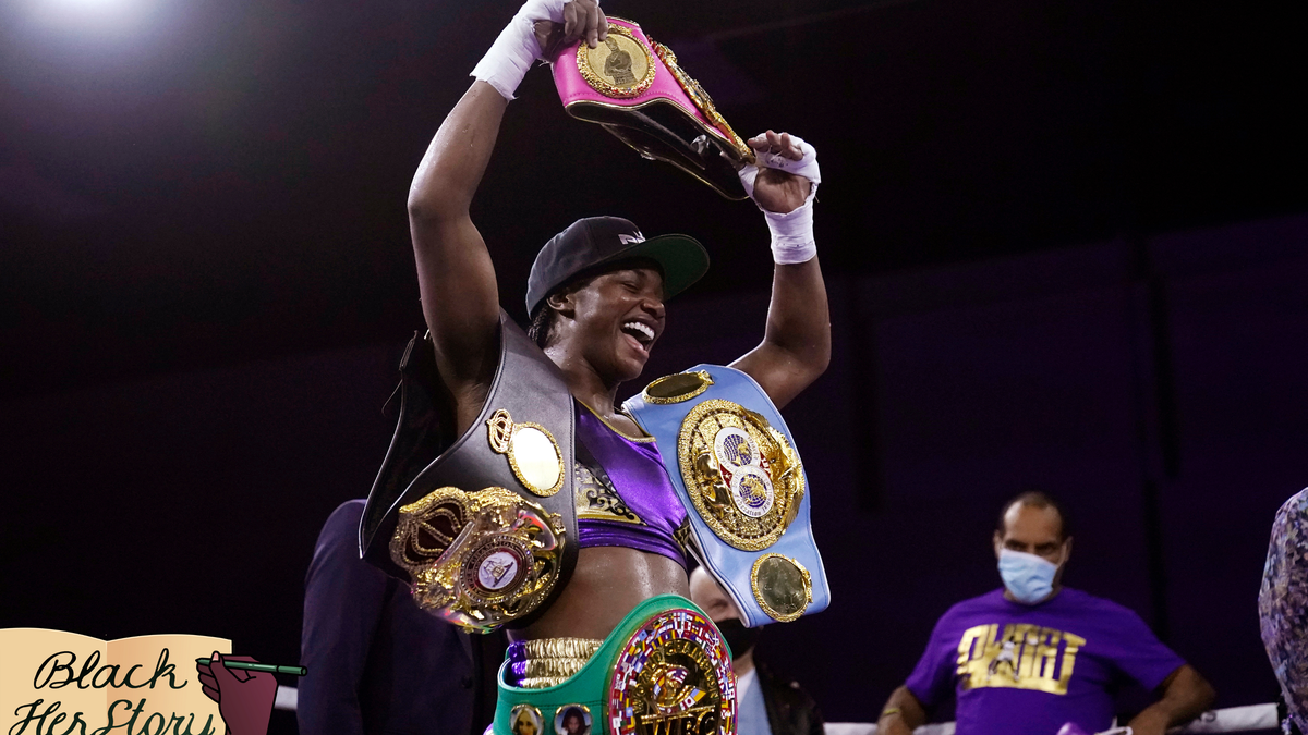 Champion woman boxer Clarissa Shields and her winning committee