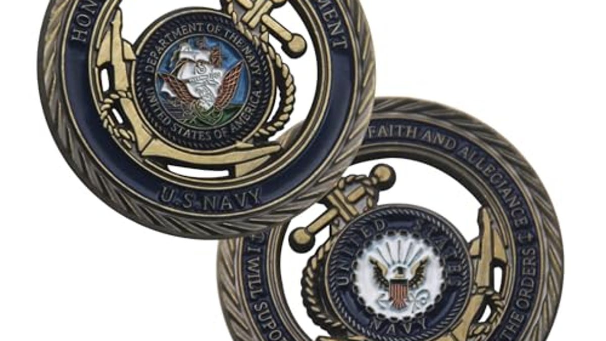 Navy Pattern US Coins Value Bronze Hollow Double-Sided Military Challenge Coin, Now 50% Off