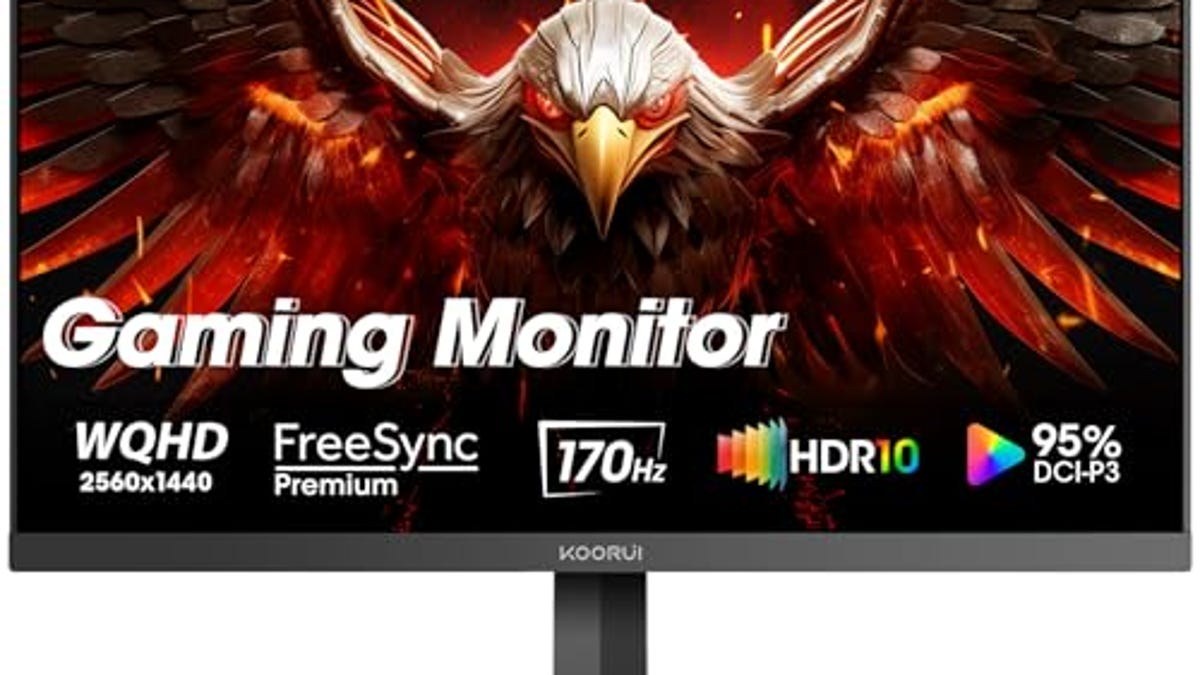 KOORUI 27” WQHD (2560 x 1440p) Gaming Monitor 170Hz (Supports 144Hz), Now 28.46% Off