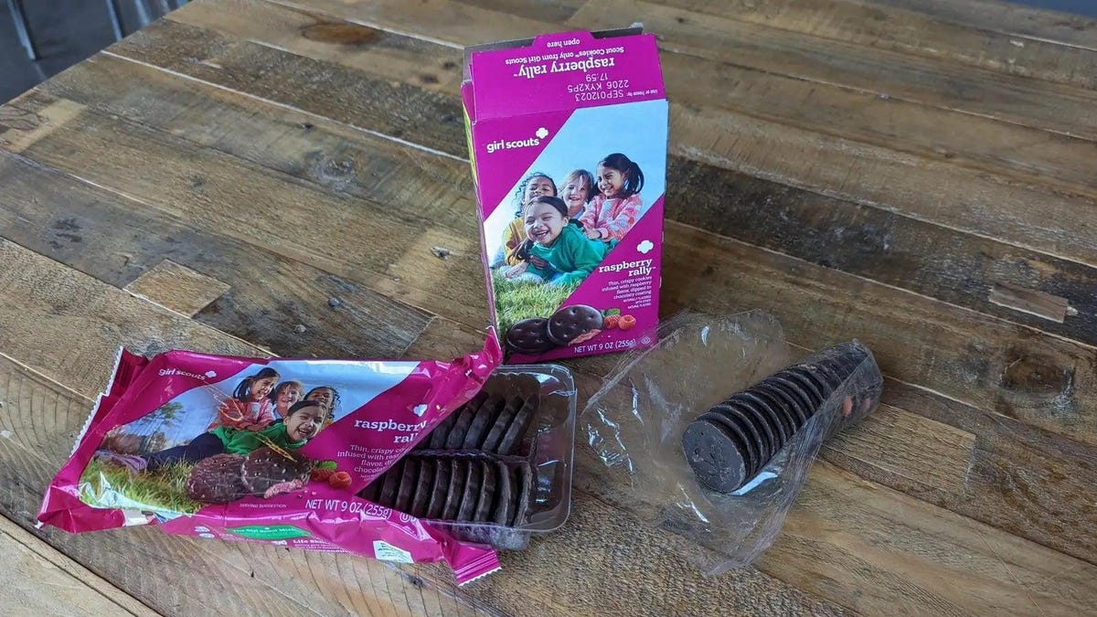 Raspberry Rally Girl Scout Cookie Boxes Selling on  at High Prices