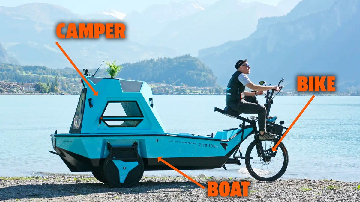 The Z-Triton Is A Three-Wheeled Amphibious Bike-Powered Camper