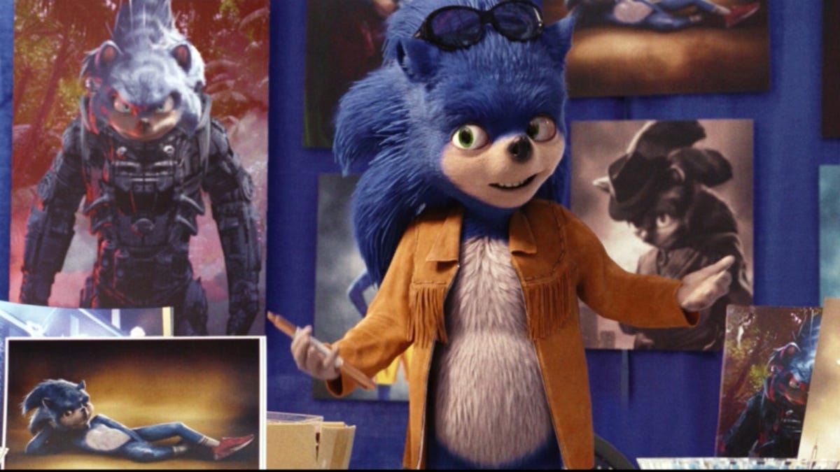 The scrapped 'Ugly Sonic' movie design has a cameo in the new Chip 'n Dale  film