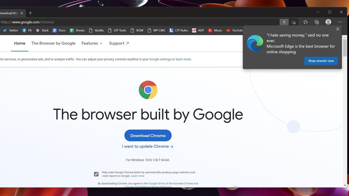 Microsoft Edge Is Discouraging Users From Installing Chrome