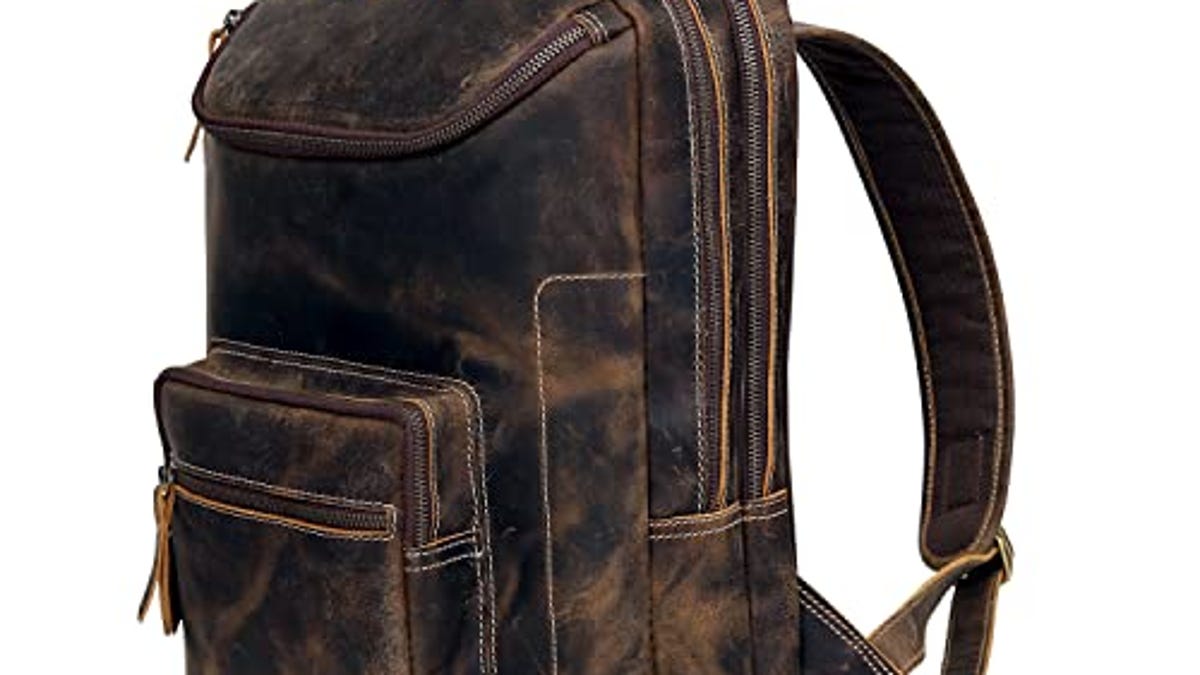 Vintage Leather Backpack For Men 16