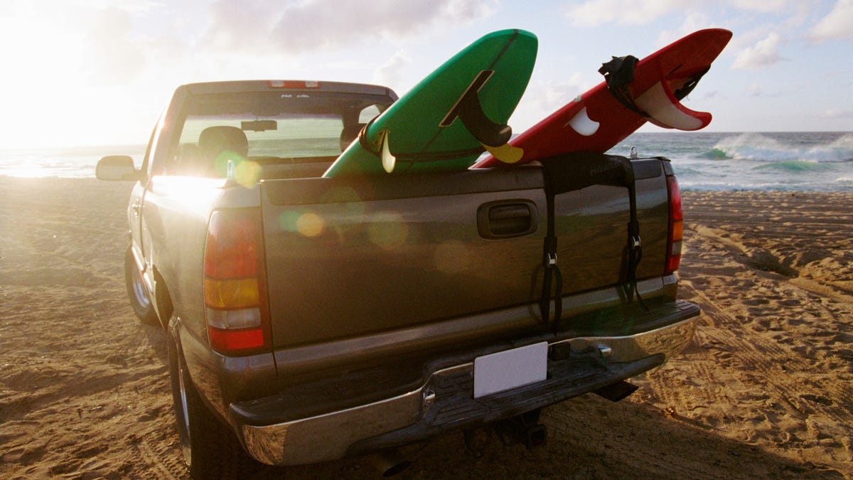 Surfboard in truck discount bed