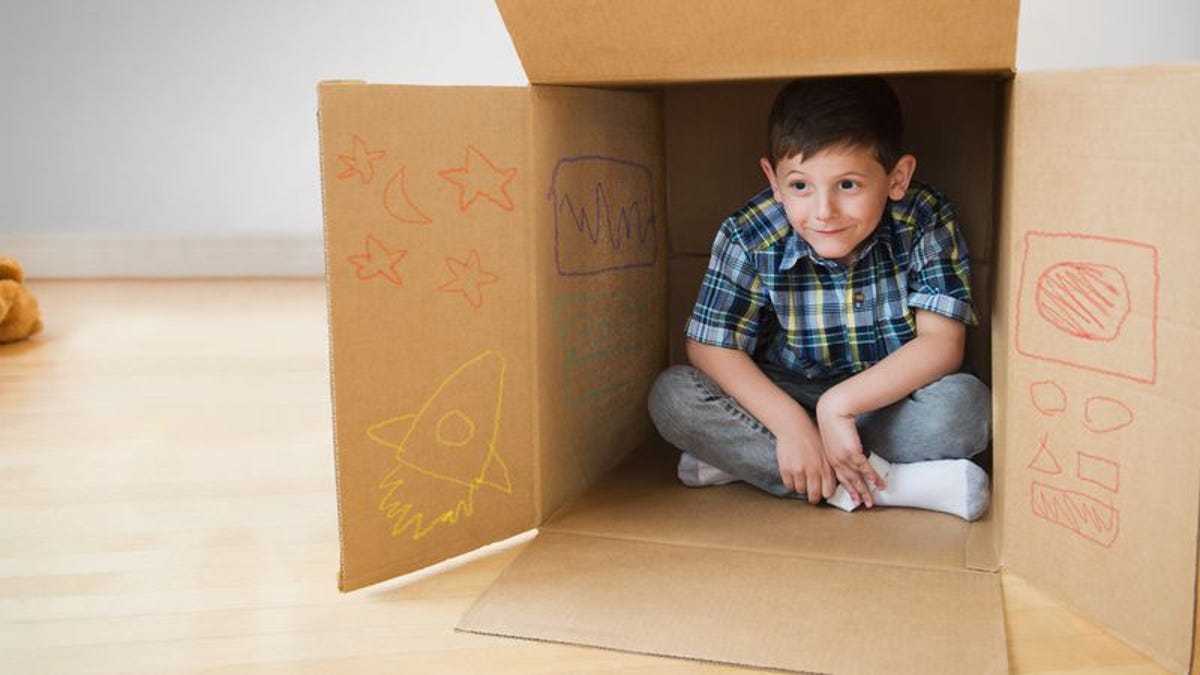 Sitting Inside Cardboard Box The Safest 6-Year-Old Will Feel For ...