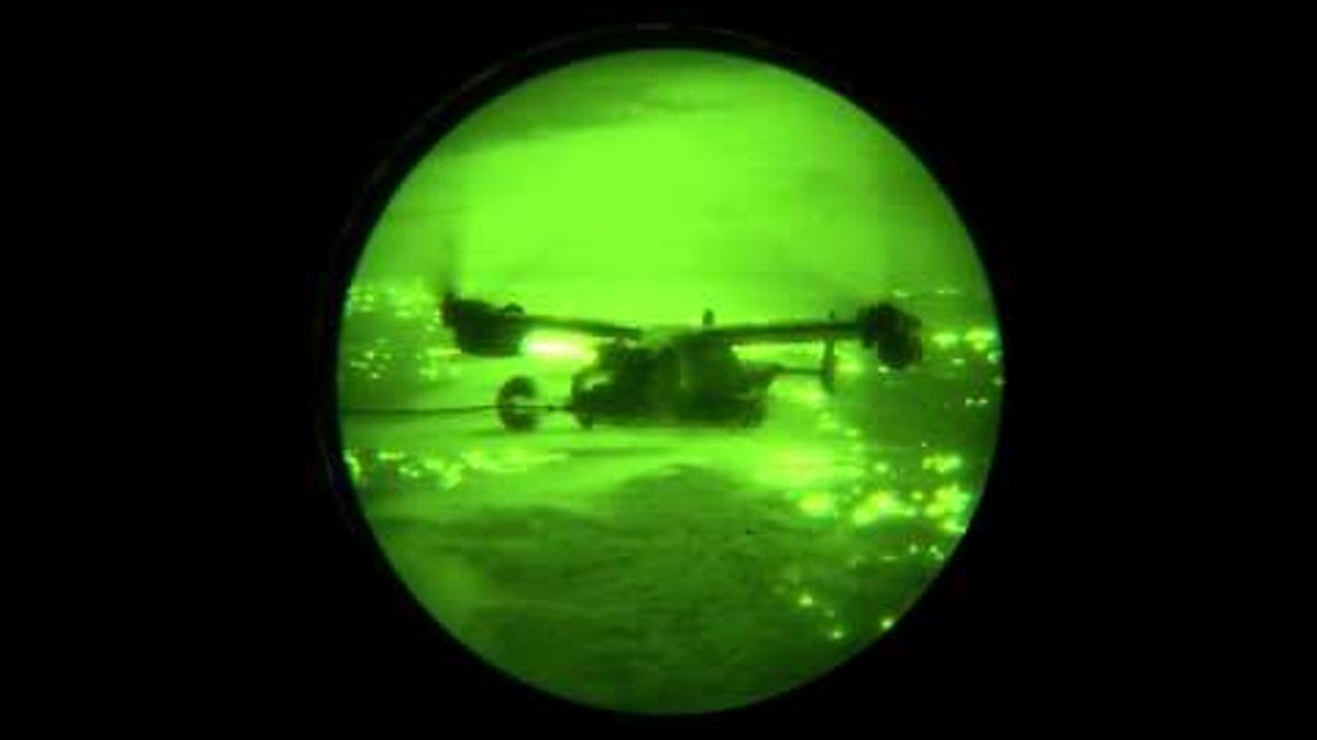 Night Vision Goggles Reveal The Osprey's Massive Glowing Rotors