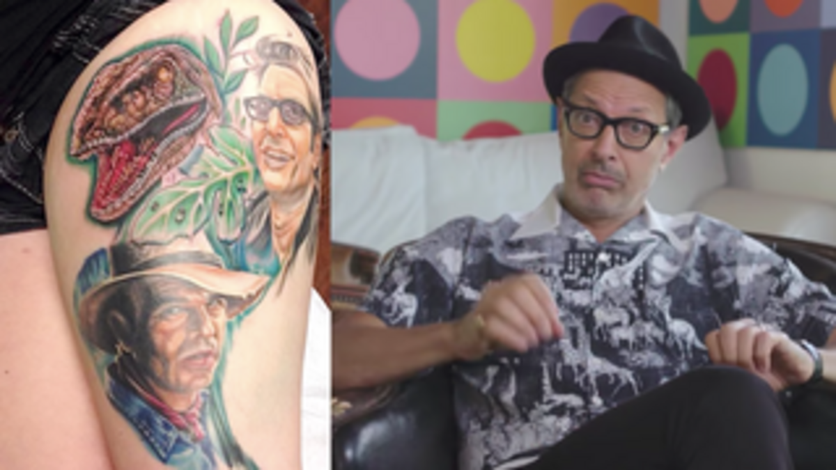 Jeff Goldblum rates Jeff Goldblum tattoos on a scale of 10 possible