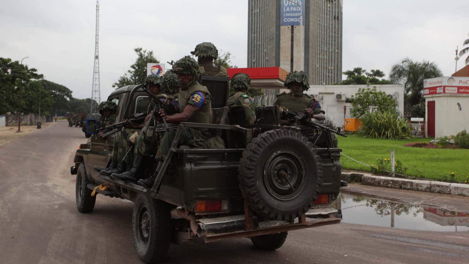 Soldiers en route to the TV station.