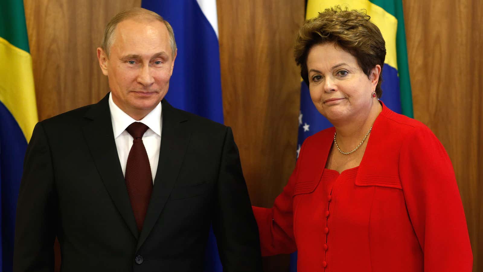 Russia’s President Vladimir Putin, left, with Brazil’s President Dilma Rousseff.