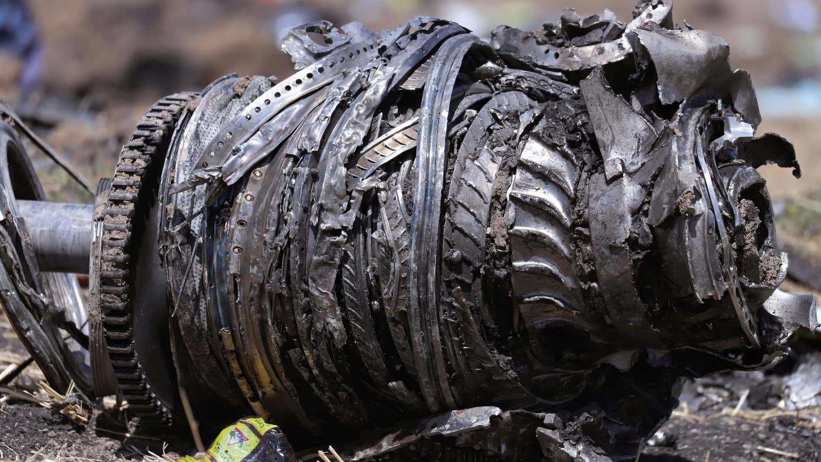 Engine parts at the scene of the Ethiopian Airlines crash.