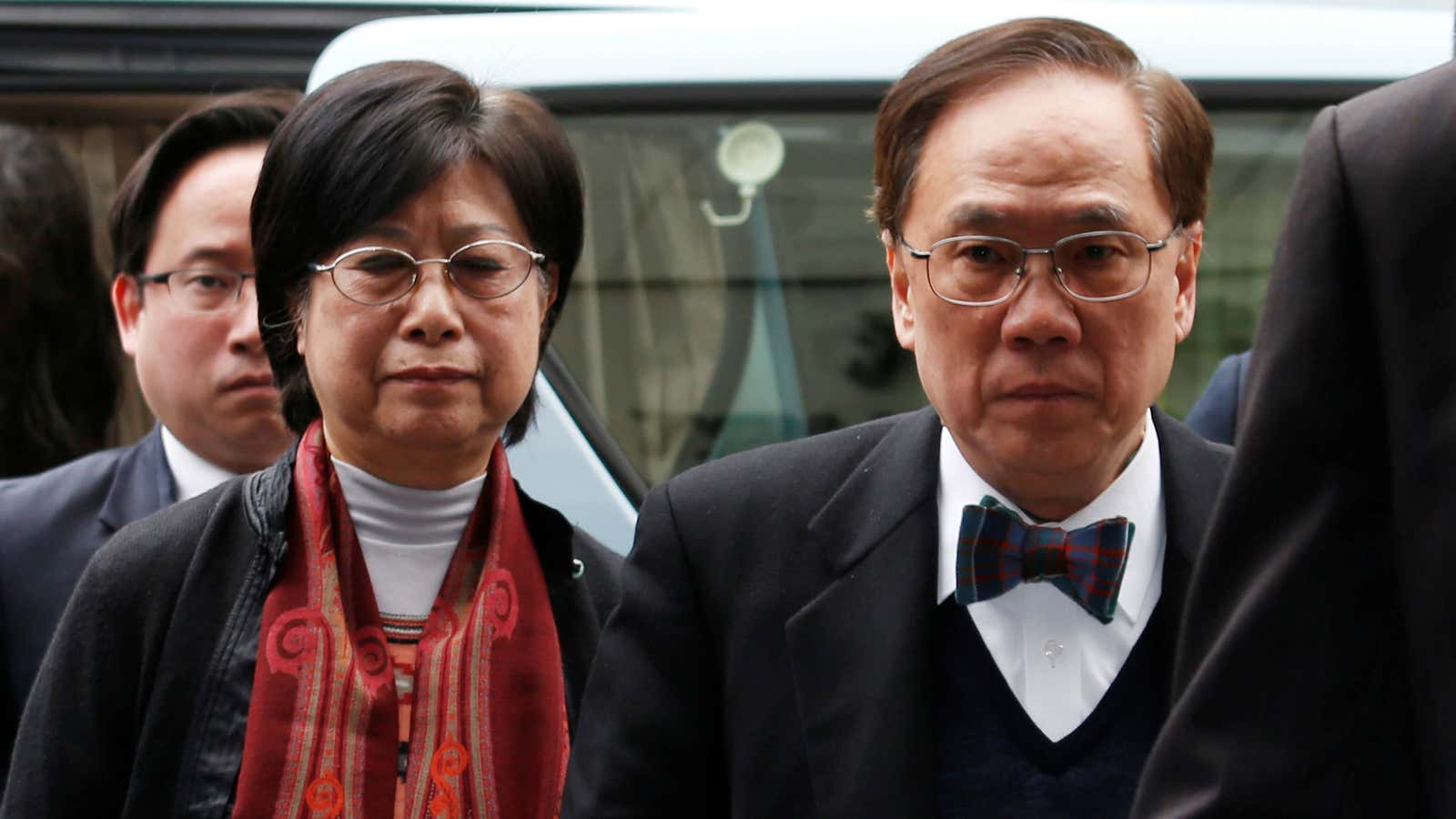 Former Hong Kong chief executive Donald Tsang with his wife, Selina Tsang.