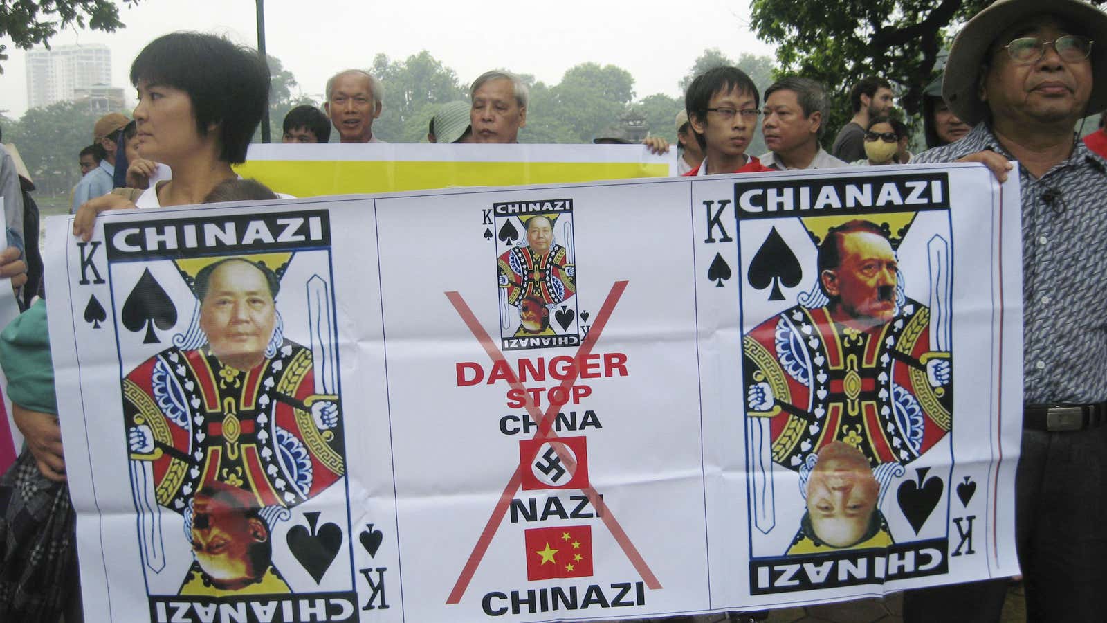 Yep. Anti-Chinese protesters in Vietnam totally went there.