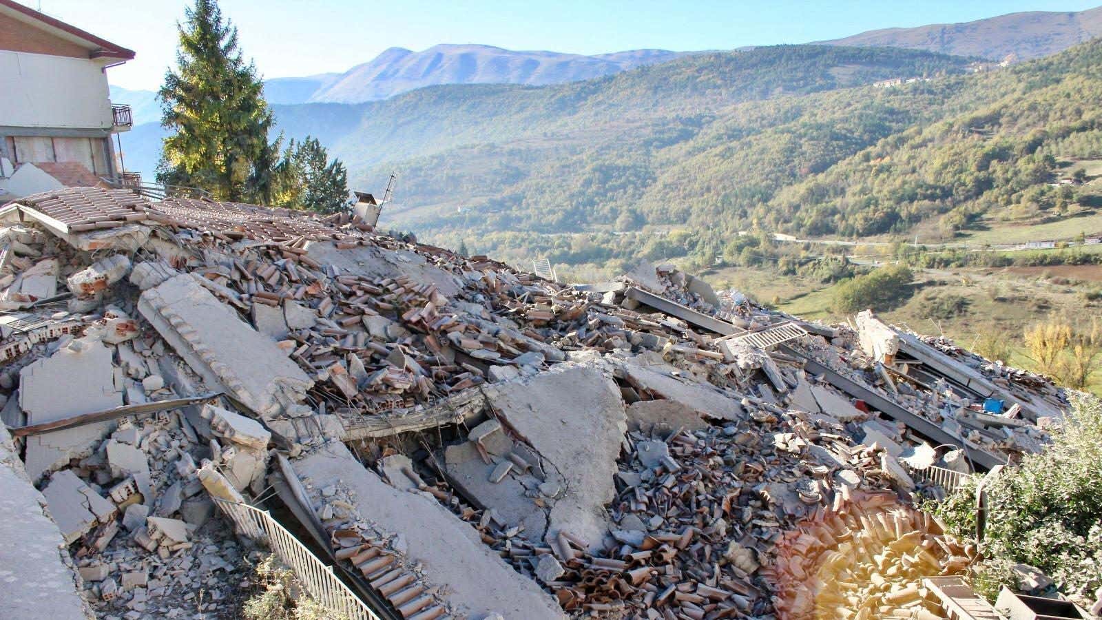 A building collapsed in L’Aquila in central Italy.