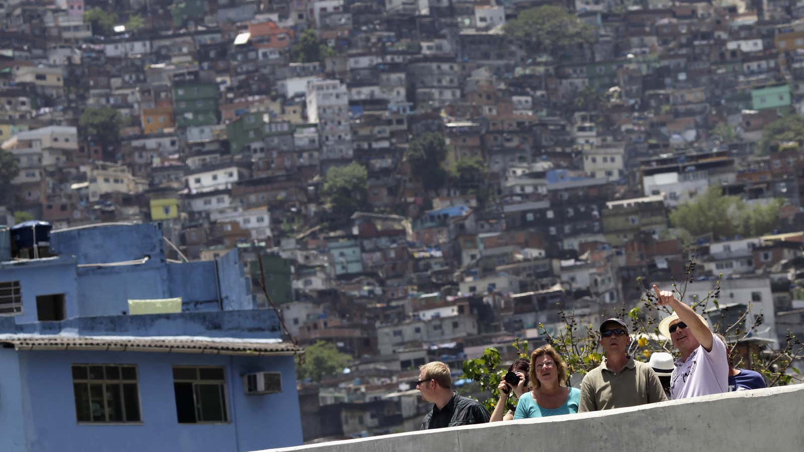 Taking in the shantytown sights.