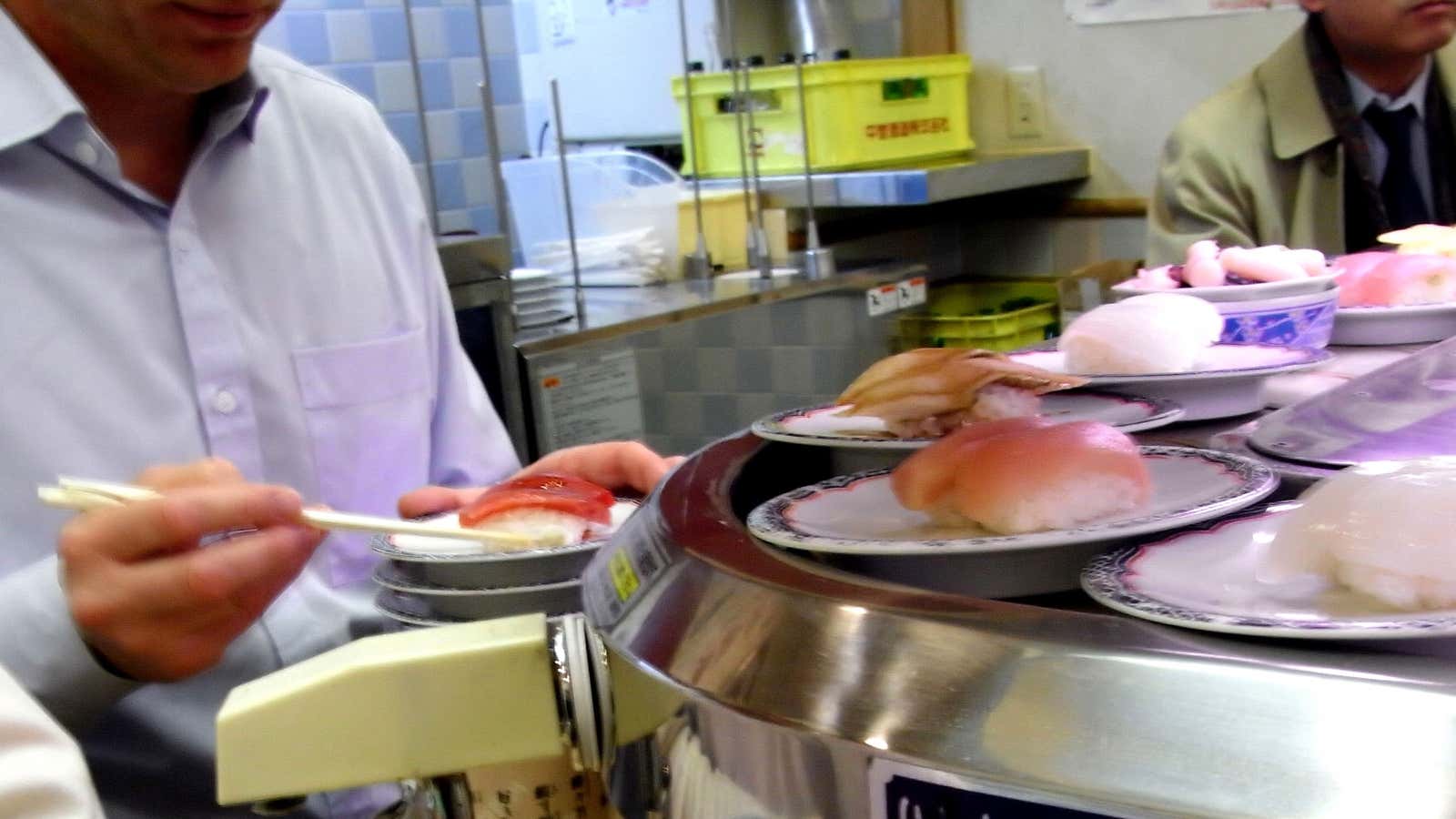 Spinning sushi.