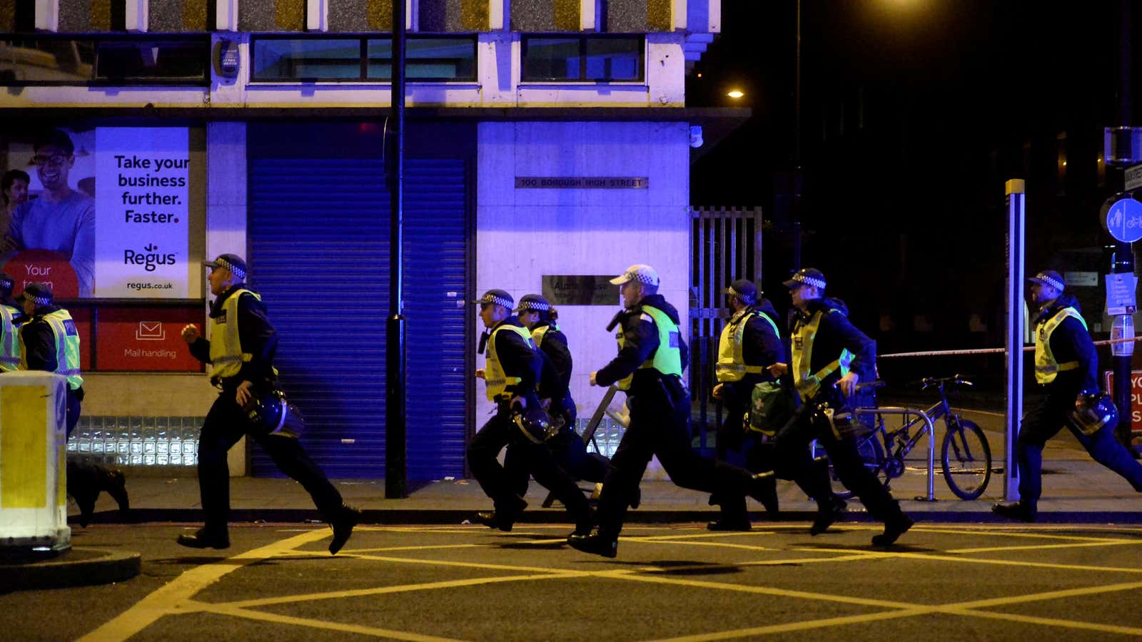 Police attend to an incident on London Bridge.