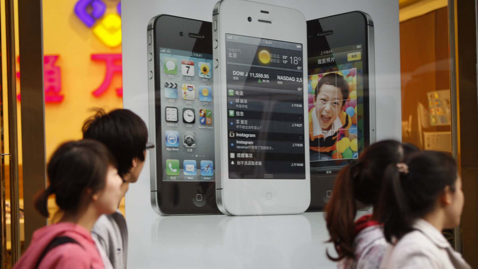 The Chinese are just walking by iPhones and choosing Samsungs or cheaper local smartphones.