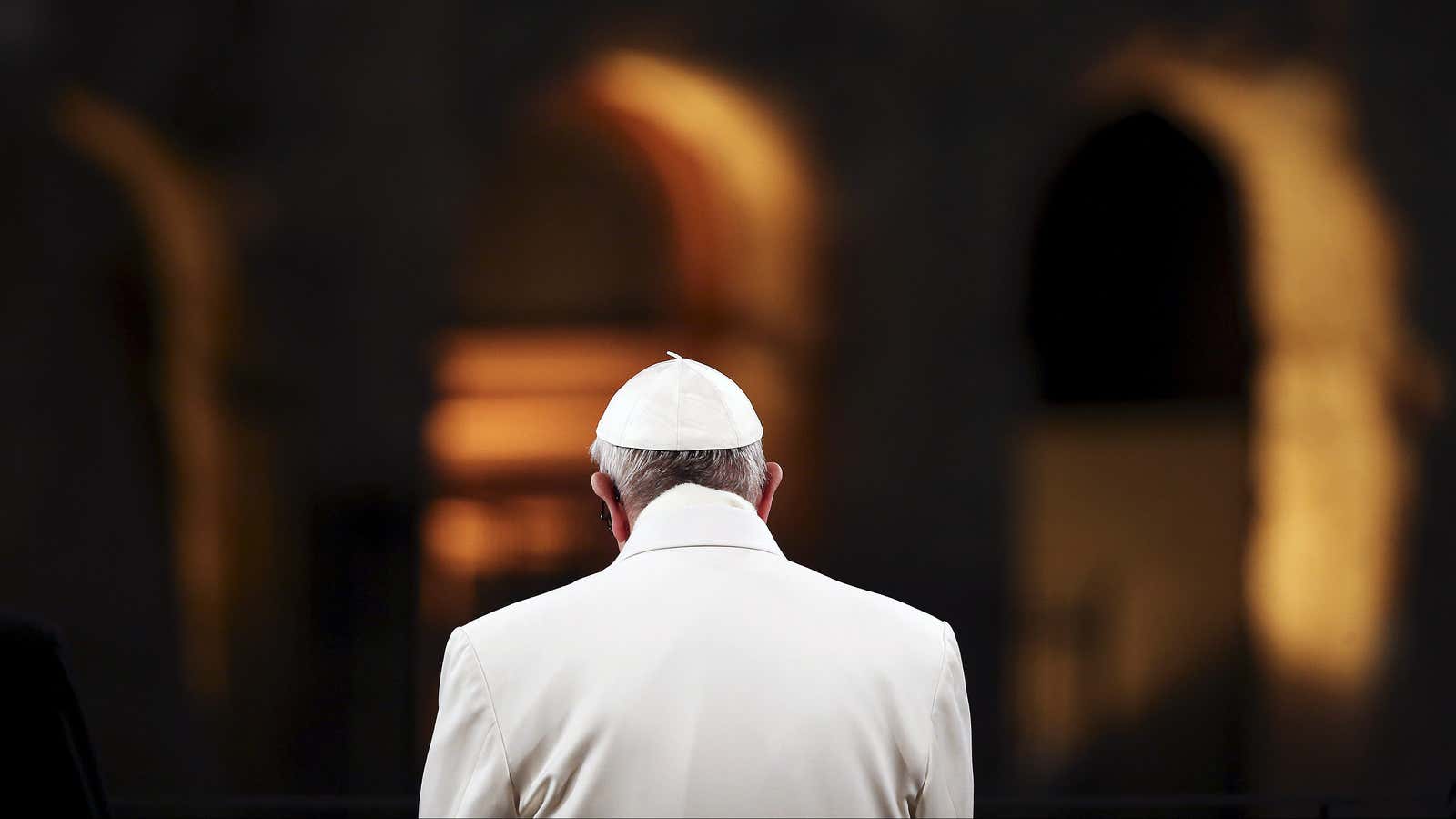 Pope Francis leads the “Via Crucis” (Way of the Cross) procession in March 2016.