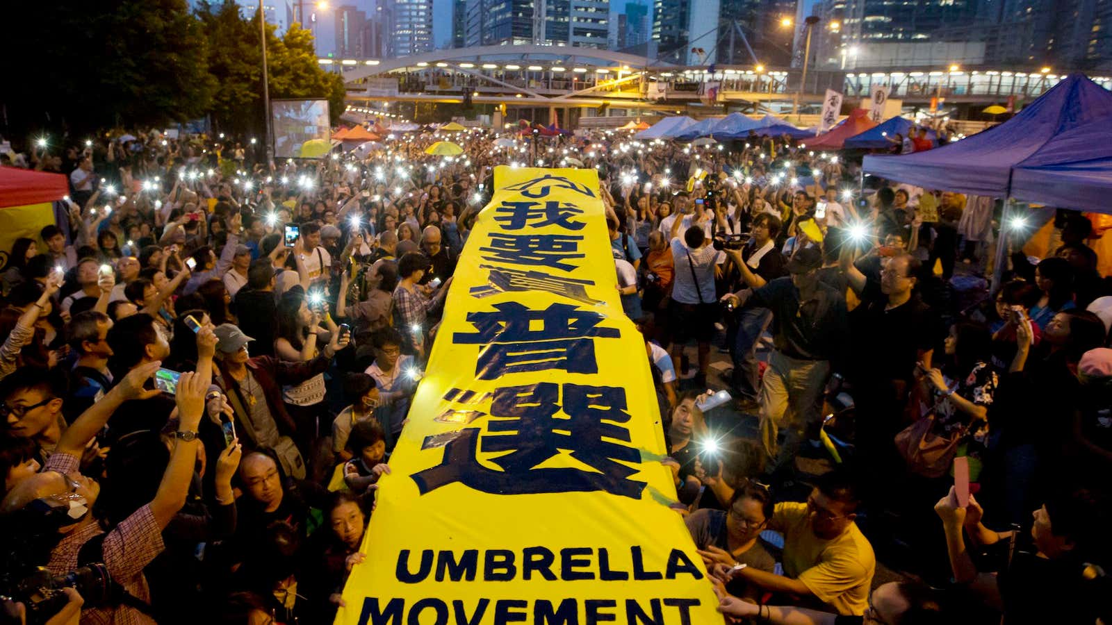 The Umbrella Movement is one month older.