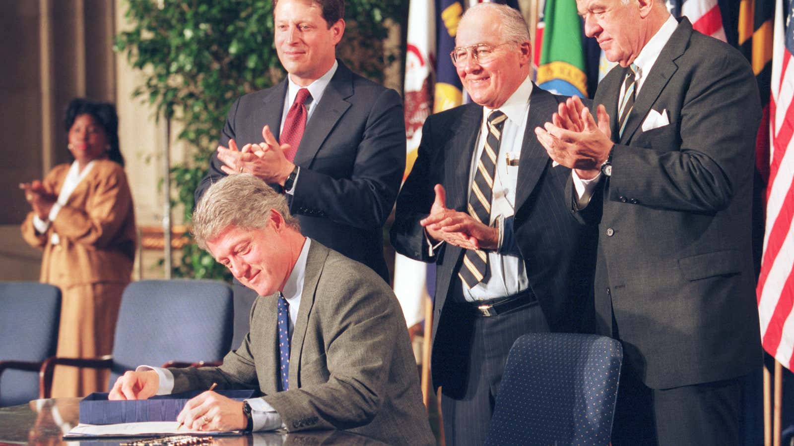 Former US president Bill Clinton signed NAFTA primarily for diplomatic reasons.