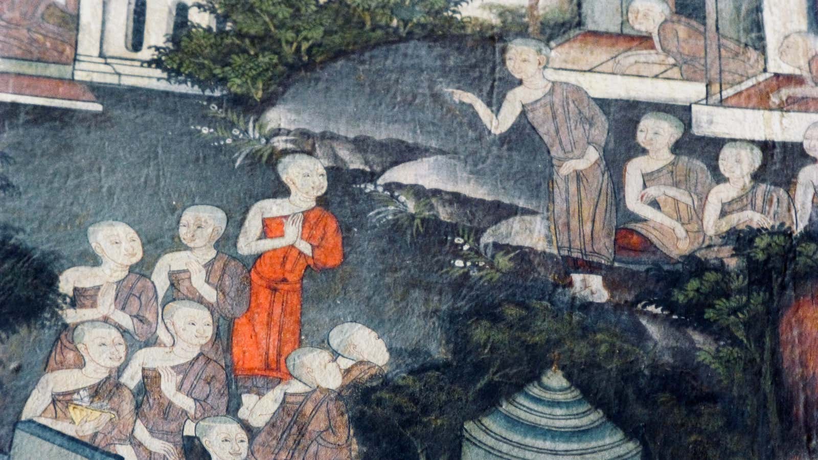 Mahapajapati Gotami  entreats the Buddha.