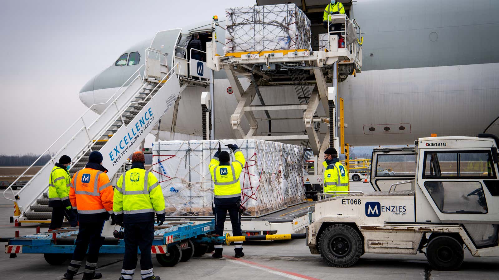 A shipment of Chinese Sinopharm’s coronavirus vaccine arrives in Budapest.