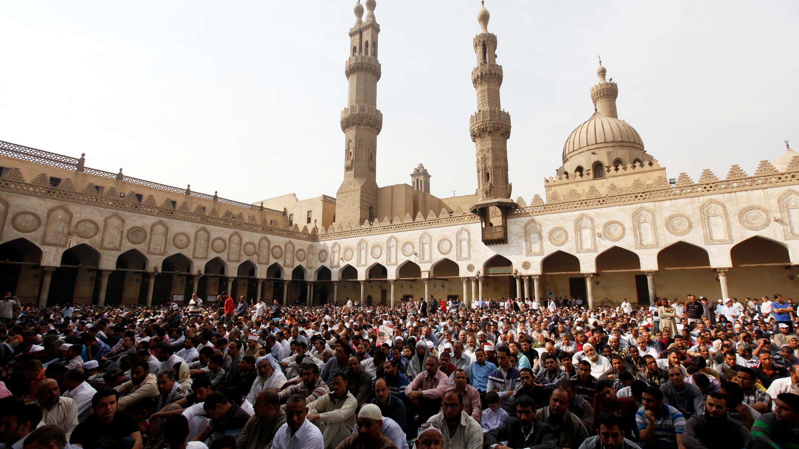 Egyptians attending a Friday sermon.