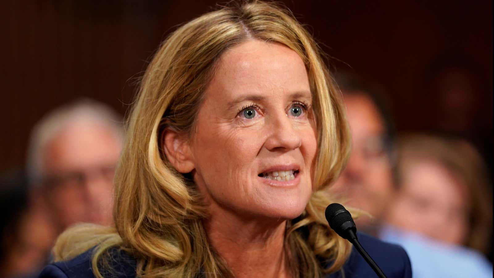 Christine Blasey Ford testifies before the Senate Judiciary Committee.