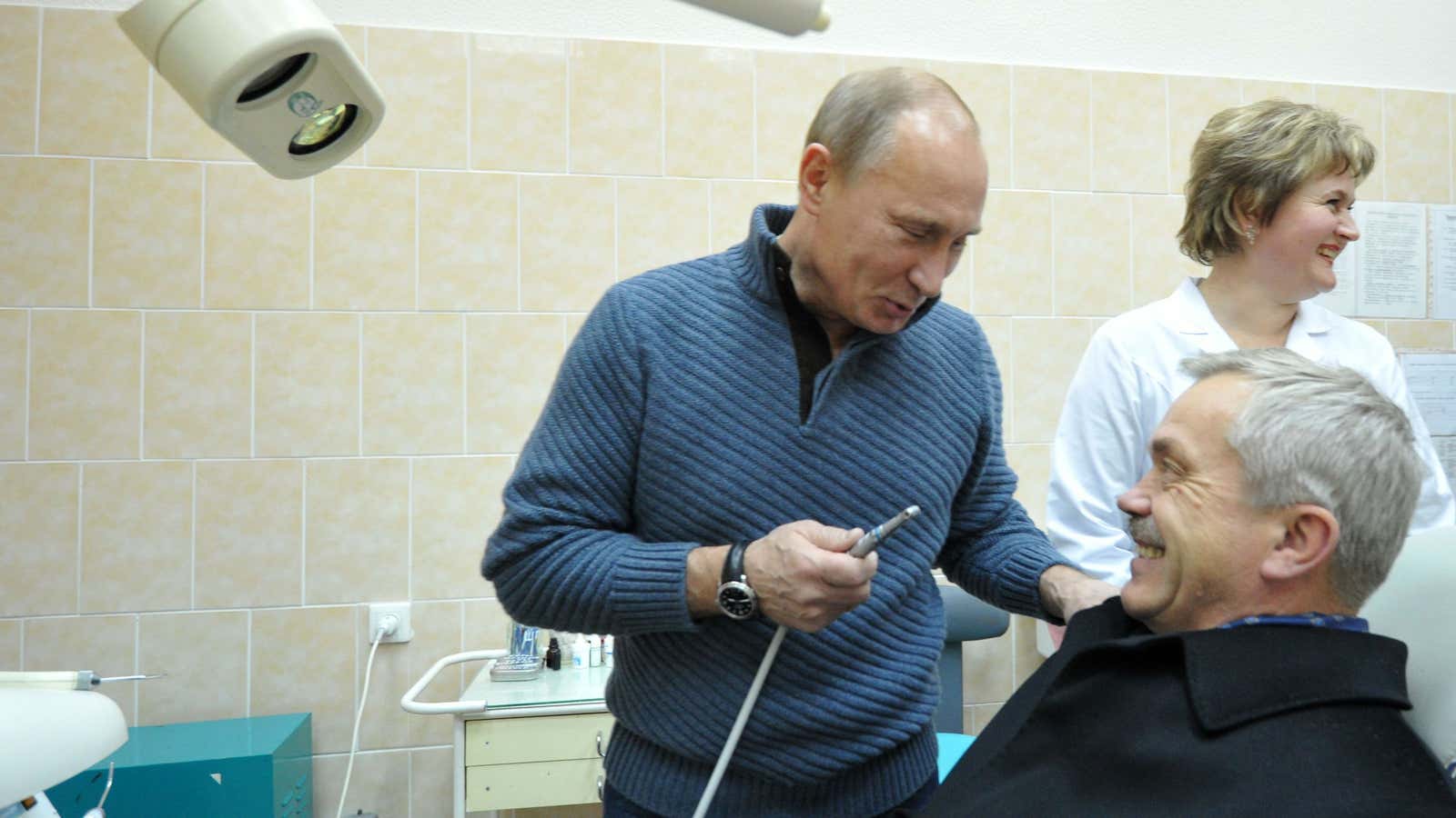 Putin does not, for example, regret playing dentist.