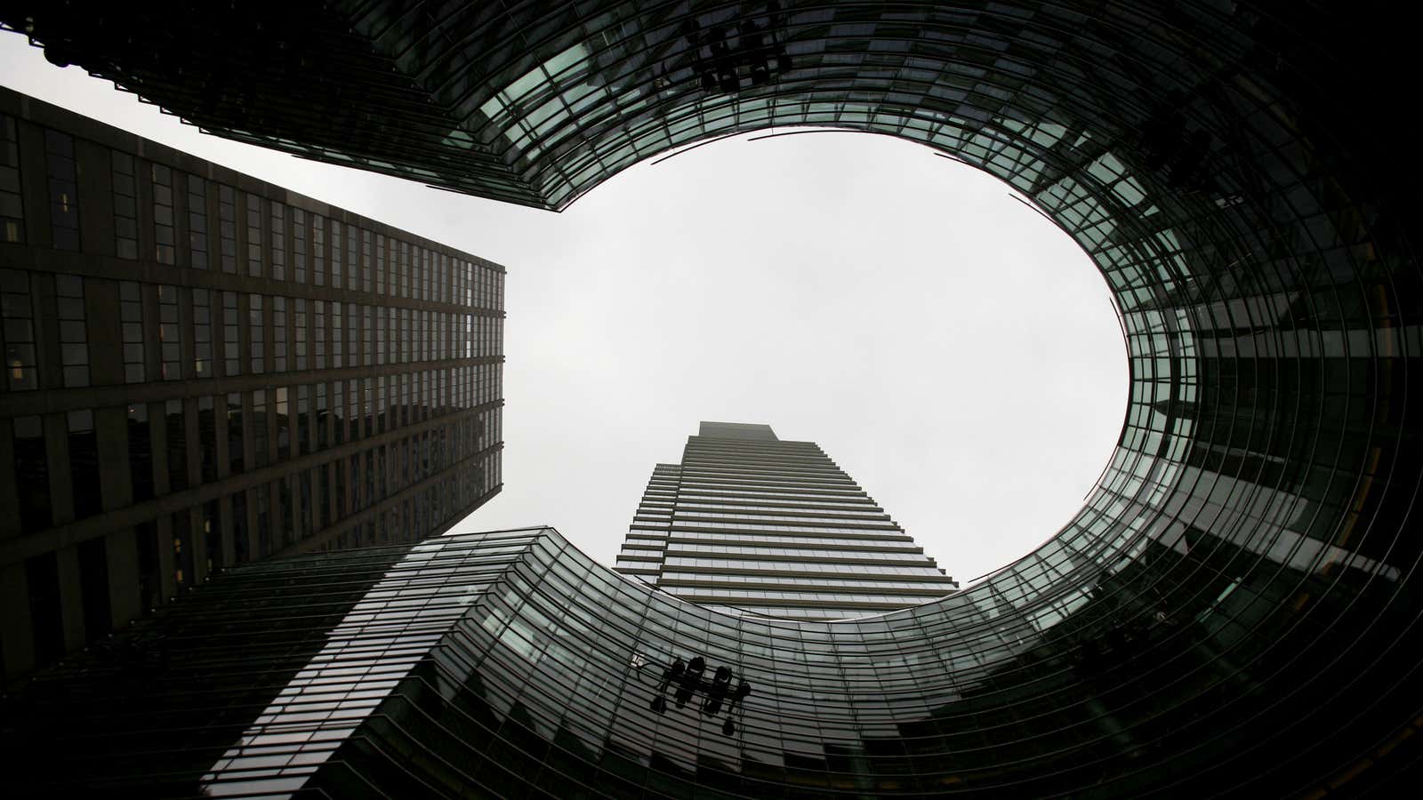 The view from the courtyard of the Bloomberg Tower in New York.