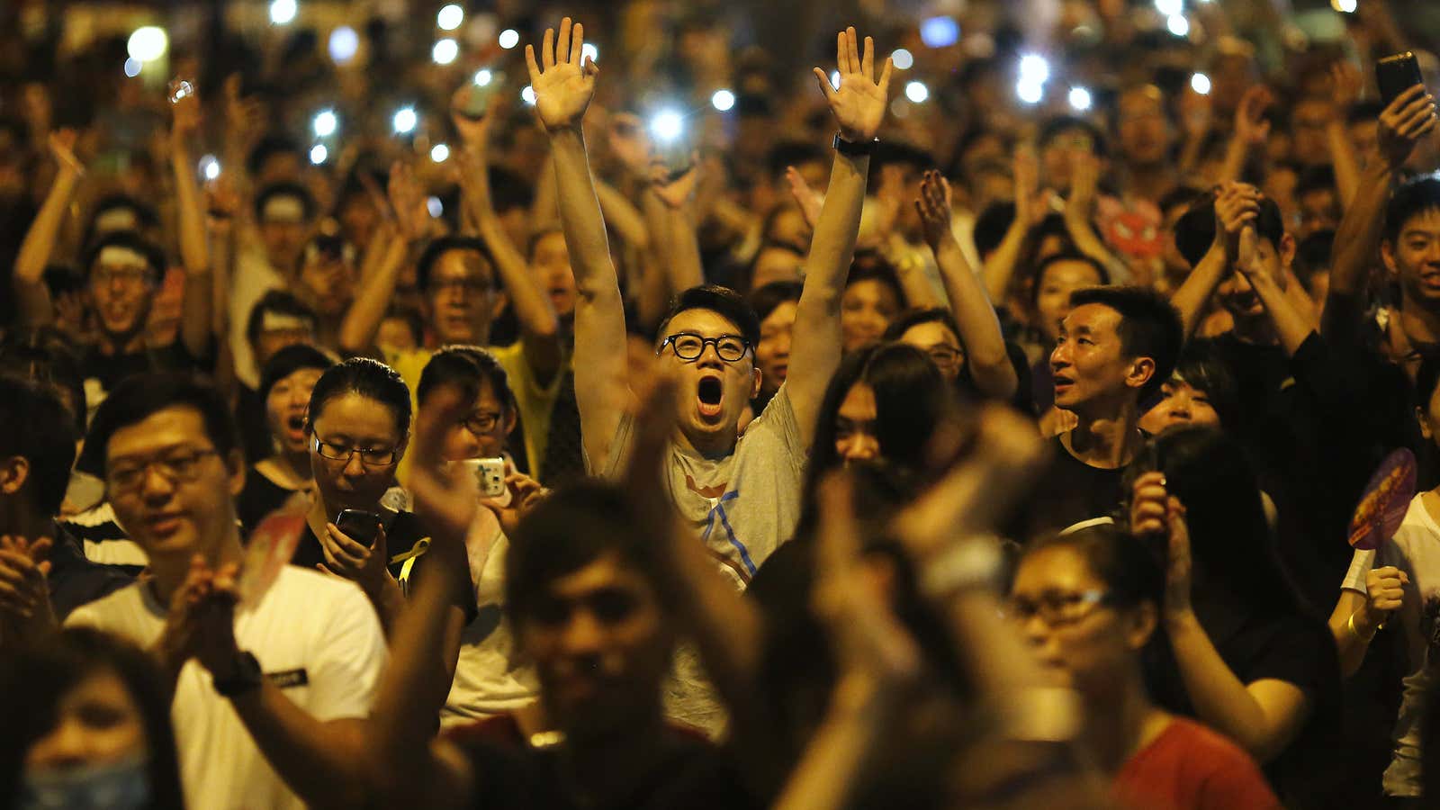 Protesters in Hong Kong.