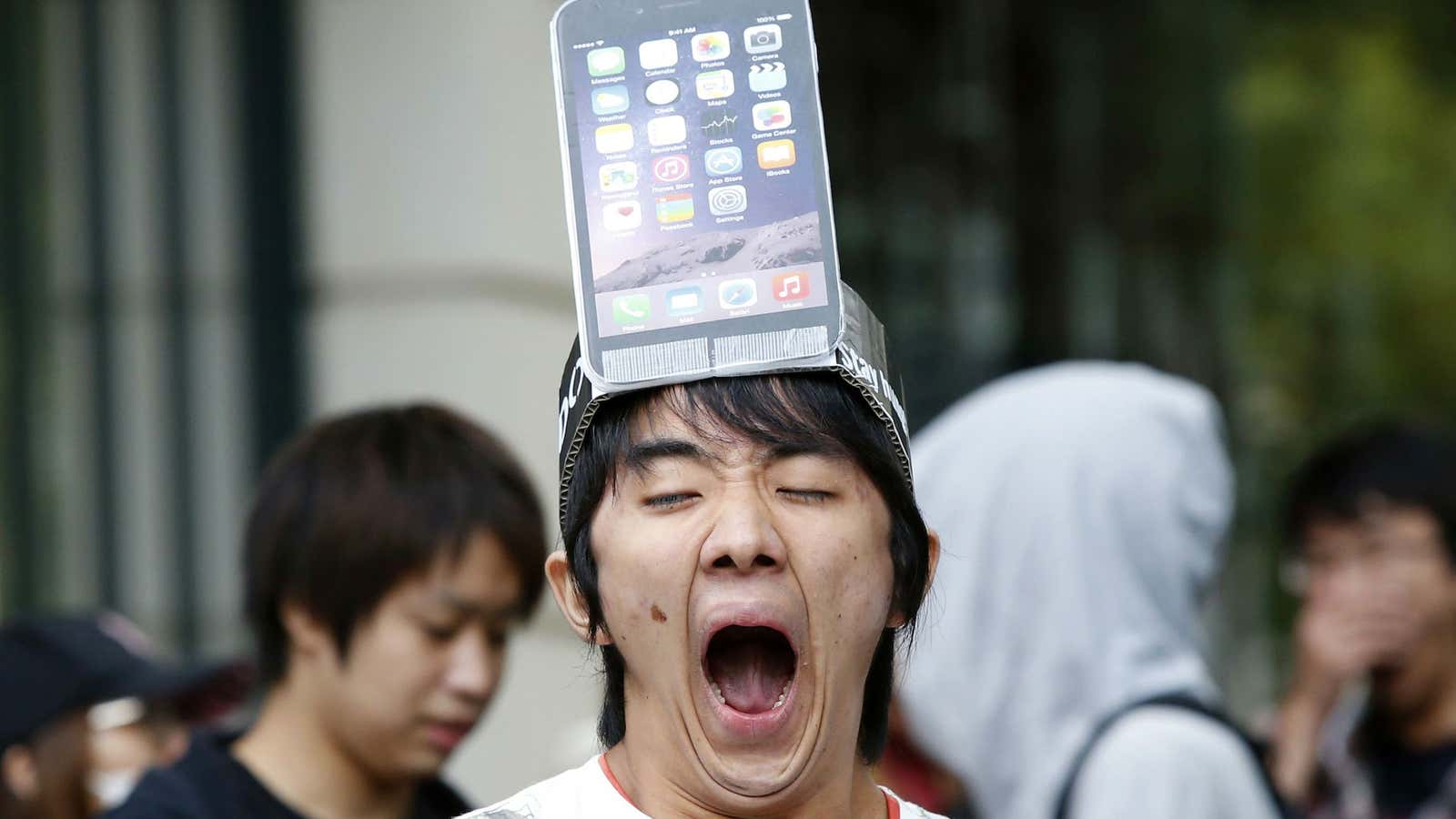 Hawking the iPhone 6 is hard work.