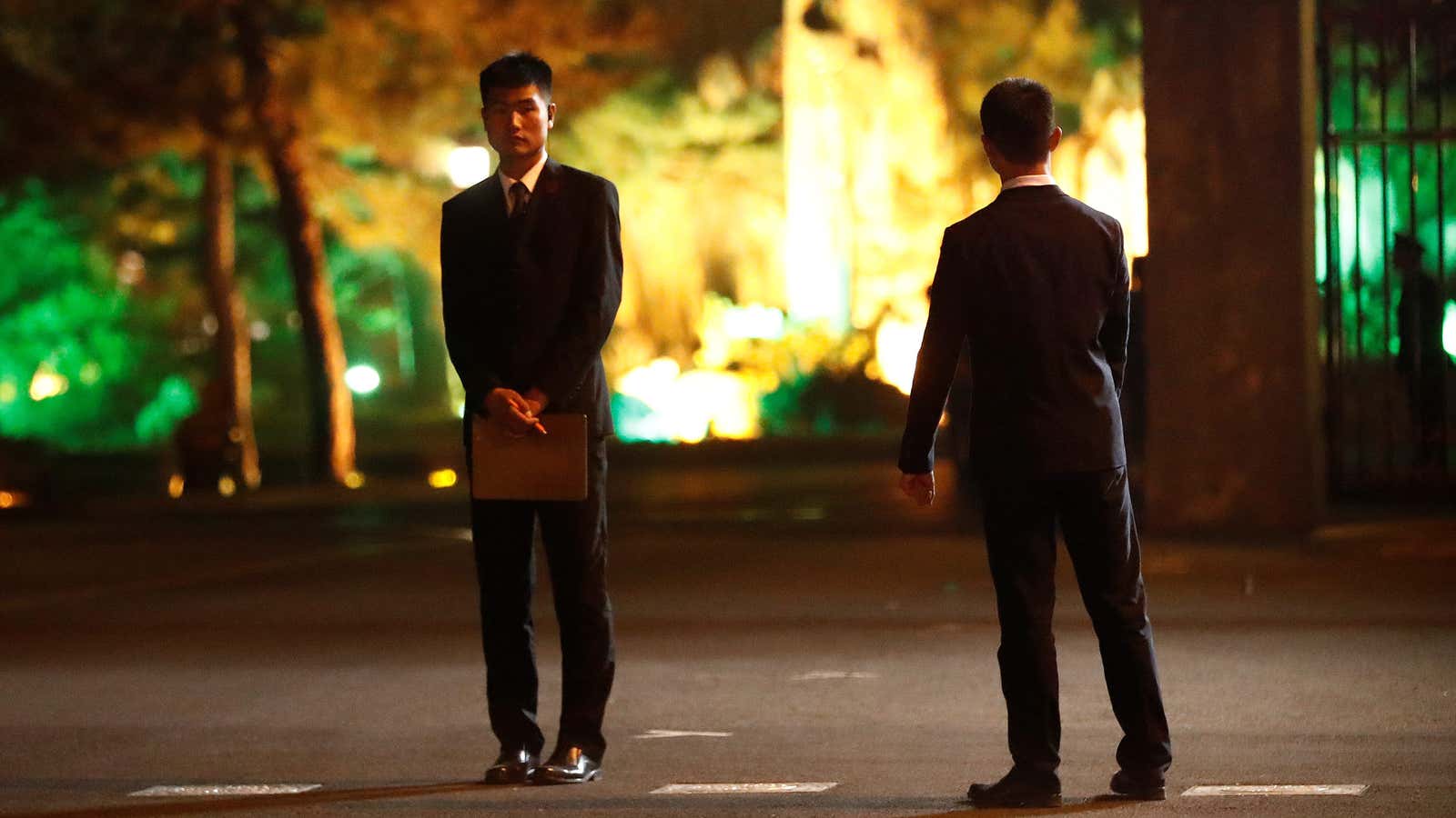 Heavy security at a Beijing guest house frequented by high-level visitors.