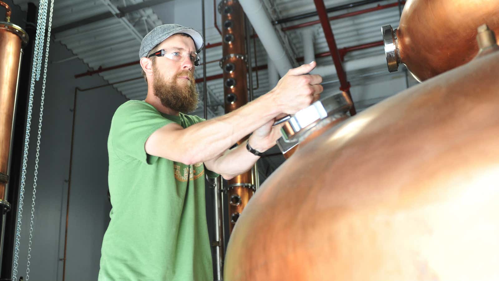 Master distiller Graham Hamblett, at Dogfish Head Distillery.