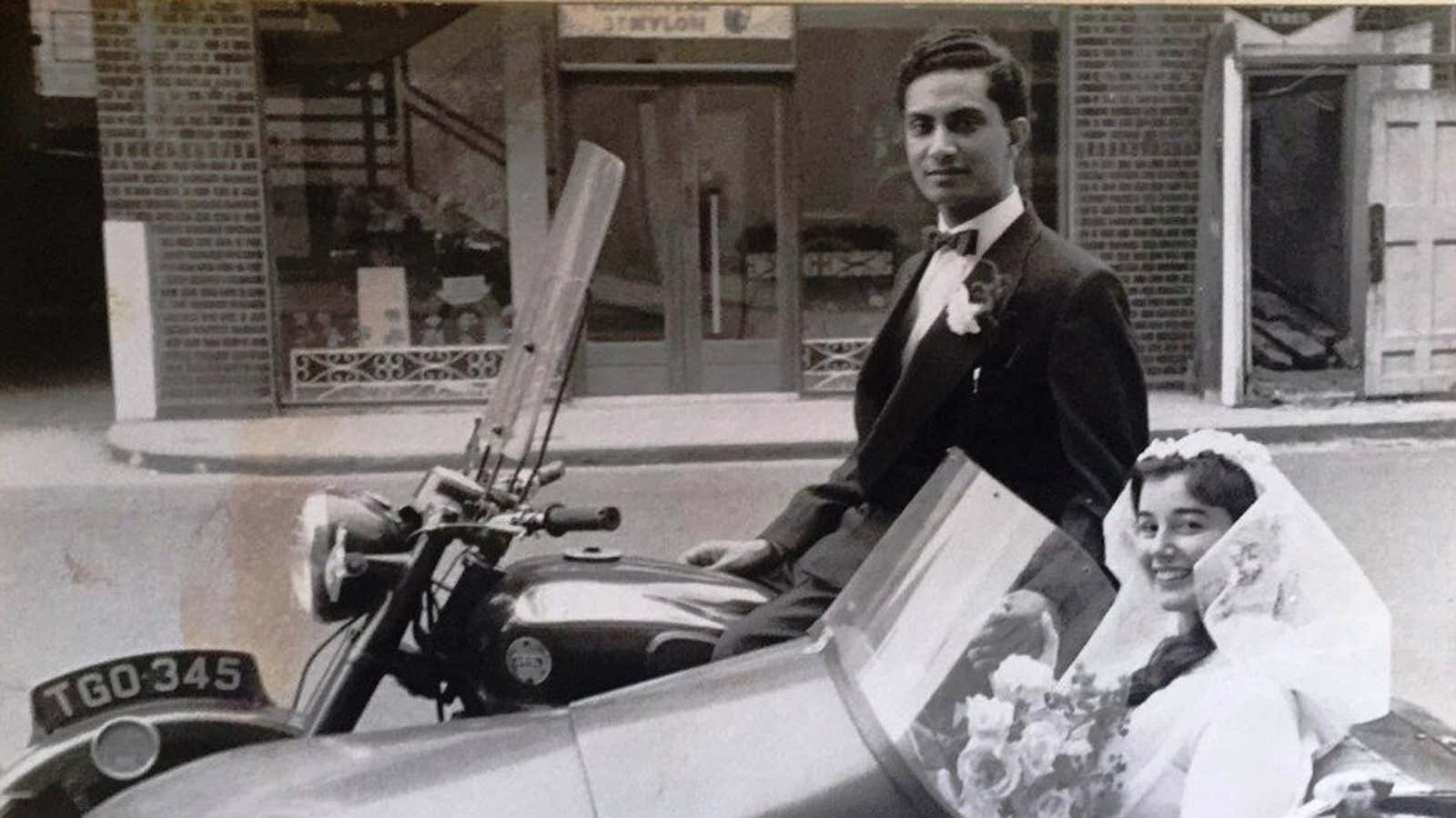 Saad Mohammad Al-Husainy, a student in Birmingham, marries Colette O’Neill in 1954. Photograph courtesy of Sùna Al-Husainy, CC BY-ND via the Conversation