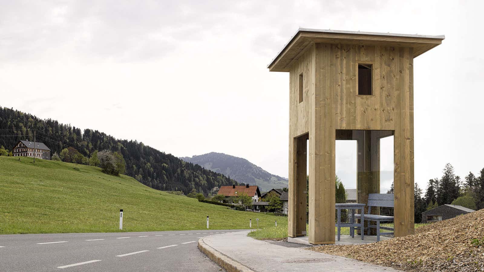 A bus stop that could stop traffic.